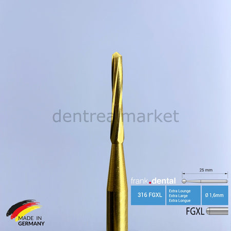 Titanium Coated Carbide Lindemann Bone Cutter - 161 FGXL - for Air Turbine