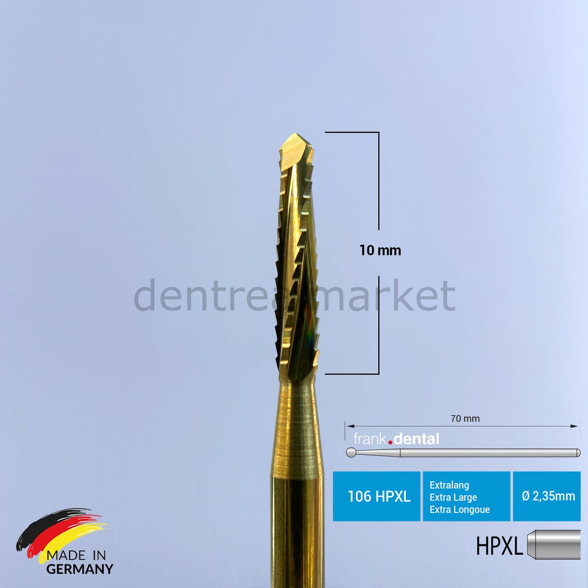 Frank Dental Titanium ENT Lindemann Surgical Bur 70 mm 166 HPXL