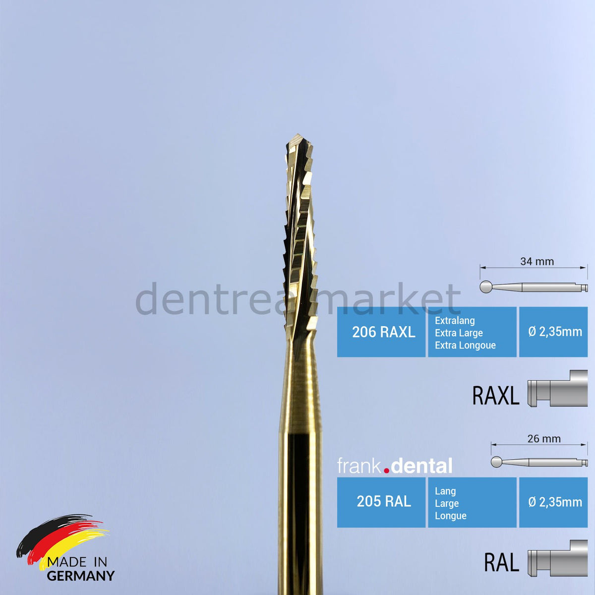 Frank Dental Titanium Carbide Lindemann Surgical Bur 166 RAL RAXL