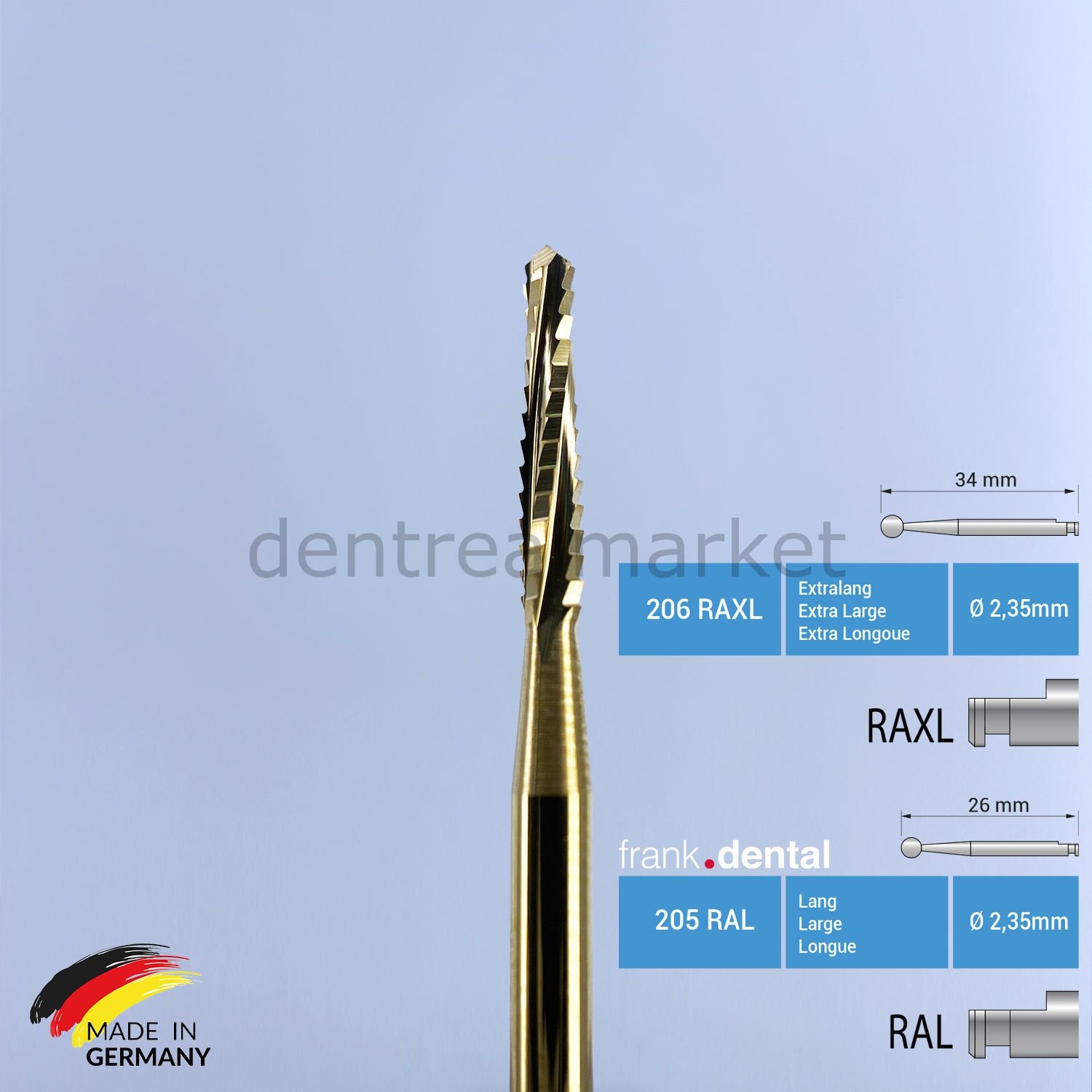 Frank Dental Titanium Carbide Lindemann Surgical Bur 166 RAL RAXL