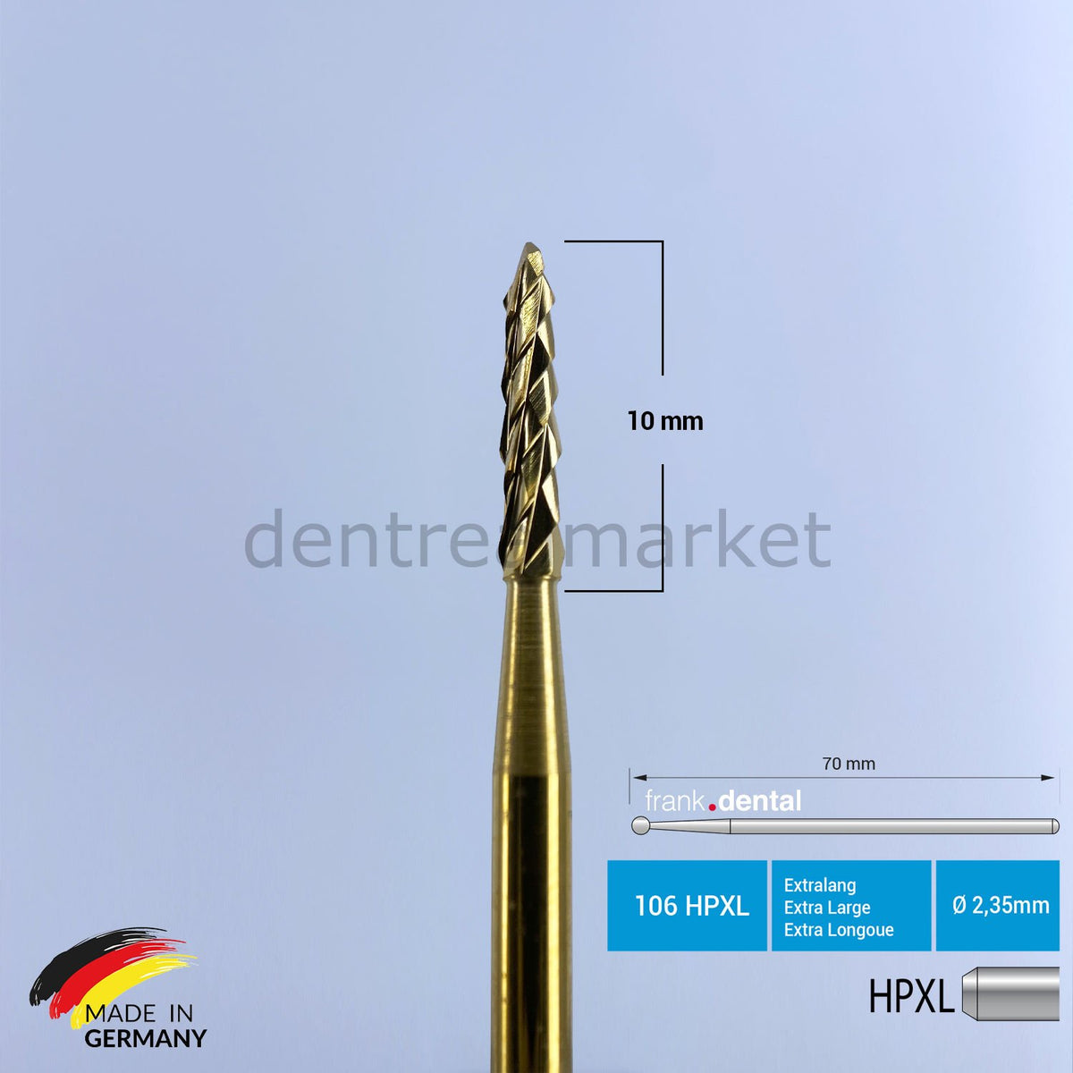 Frank Dental Titanium Lindemann Surgical Bur 70 mm - 166A HPXL