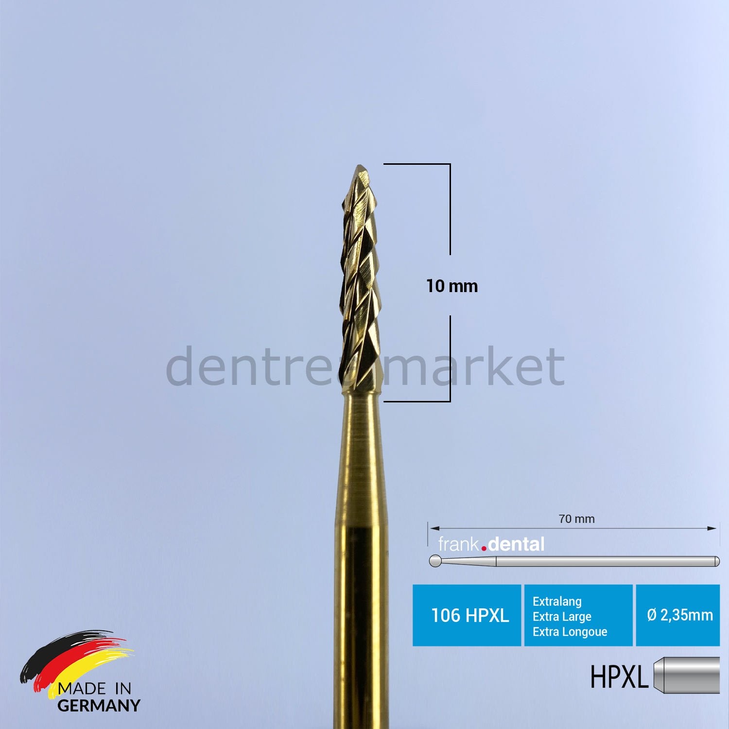 Frank Dental Titanium Lindemann Surgical Bur 70 mm - 166A HPXL