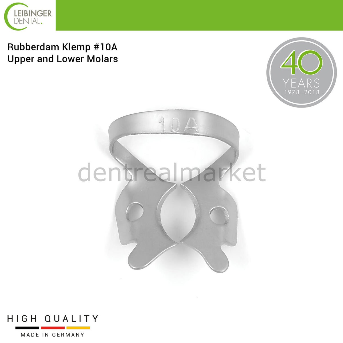 Leibinger Rubber Dam Clamp #10A - Molar Upper and Lower