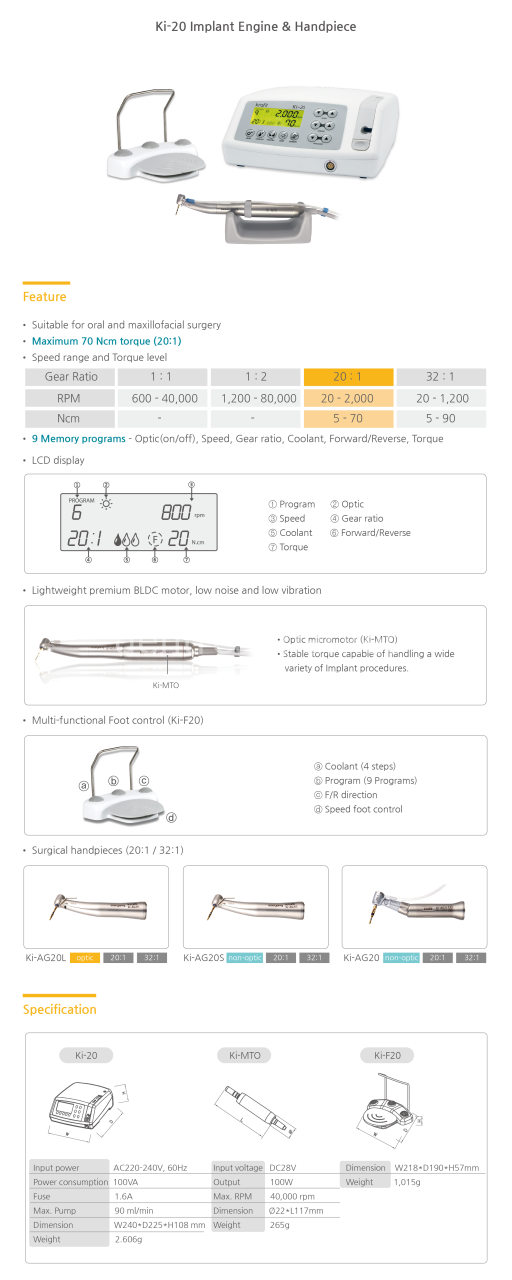 Krafit Marathon KI-20L Implant Motor Without Contra-Angle