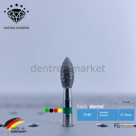 Frank Dental Natural Diamond Bur - 368 - Pear Shaped - 5 Pieces - Air Rotor