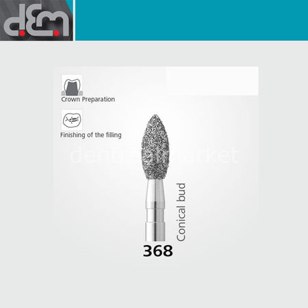 Dx Dentex DX Synthetic Diamond Bur - 368 - Bud Tip - 10 pcs
