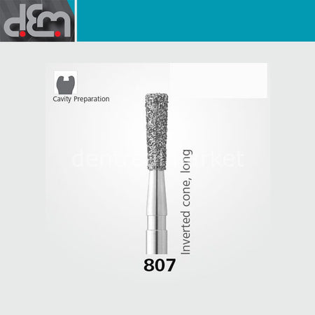 Dx Dentex DX Synthetic Diamond Bur 807 — Inverted Cone — Pack of 10