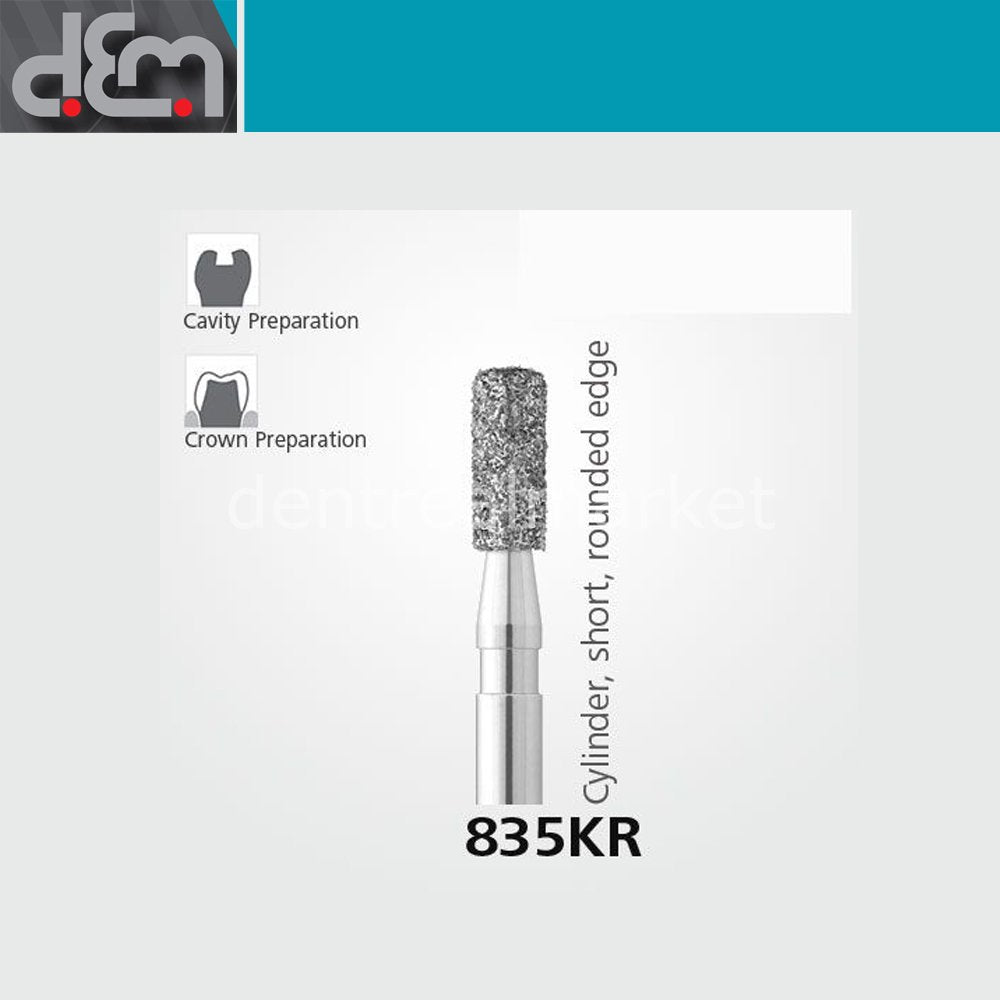 Dx Dentex DX Synthetic Diamond Bur - 835KR - Cylinder - 10 pcs