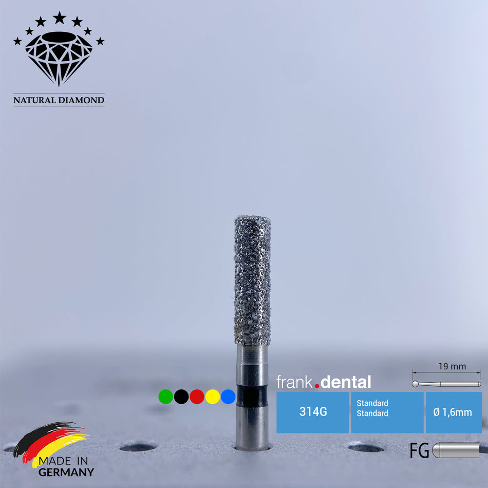 Fraise dentaire en diamant naturel, grande culasse - 836 - 5 pièces