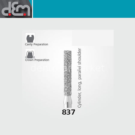 Dx Dentex DX Synthetic Diamond Bur 837 Cylinder Pack of 10