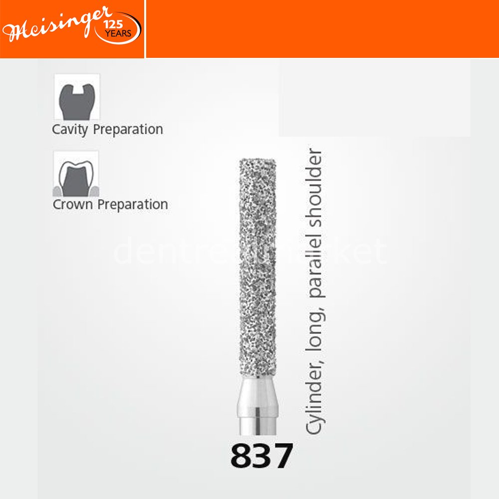 Meisinger 837 Synthetic Diamond Bur — Cylinder — Pack of 5
