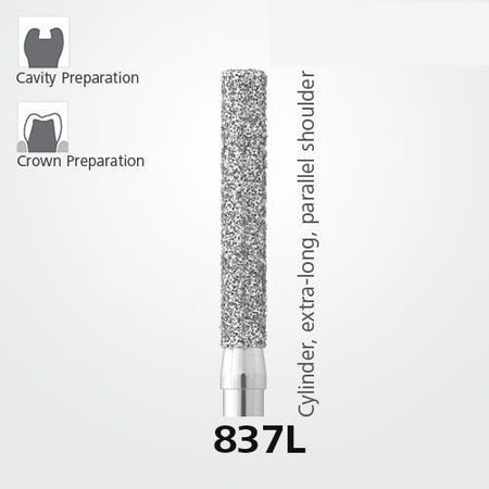 Meisinger 837L Synthetic Diamond Bur — Cylinder — Pack of 5