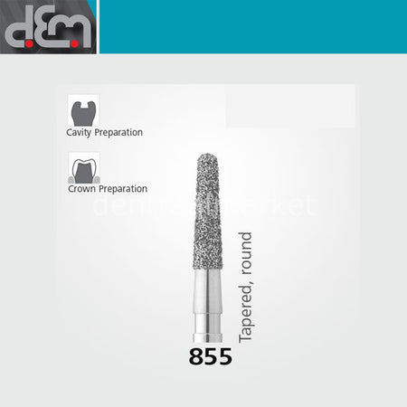 Dx Dentex DX Synthetic Diamond Bur - 855 - Tapered - Pack of 10