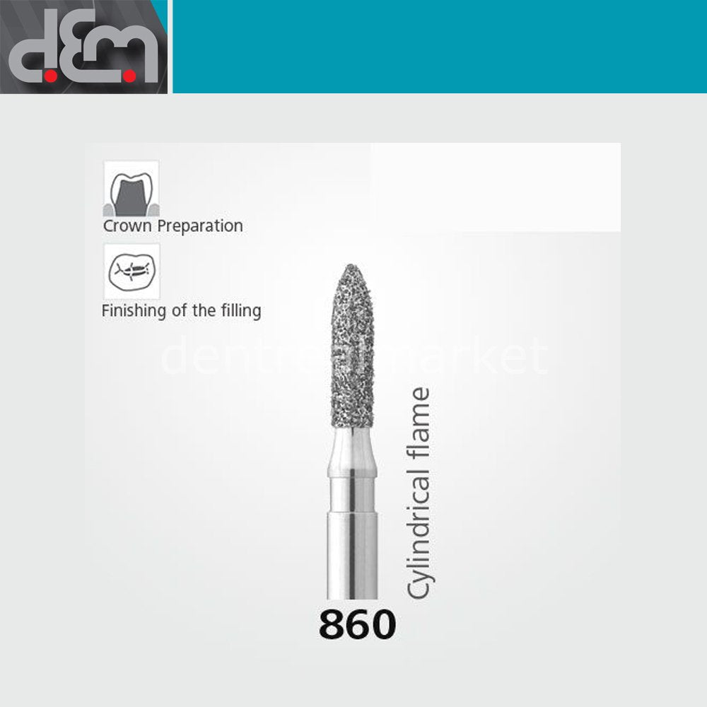 Dx Dentex DX Synthetic Diamond Bur 860 Flame Tip 10 pcs