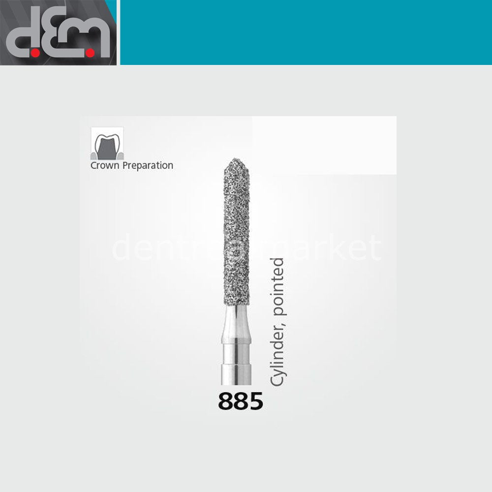 Dx Dentex DX Synthetic Diamond Bur 885 — Cylinder — Pack of 10