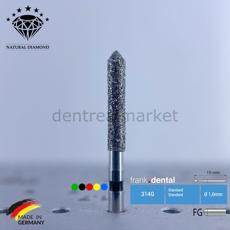 Frank Dental Natural Diamond Bur - Turbine - 886 - Cylinder - 5 pcs