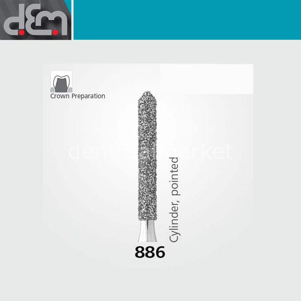 Dx Dentex DX Synthetic Diamond Bur 886 Cylinder Pack of 10