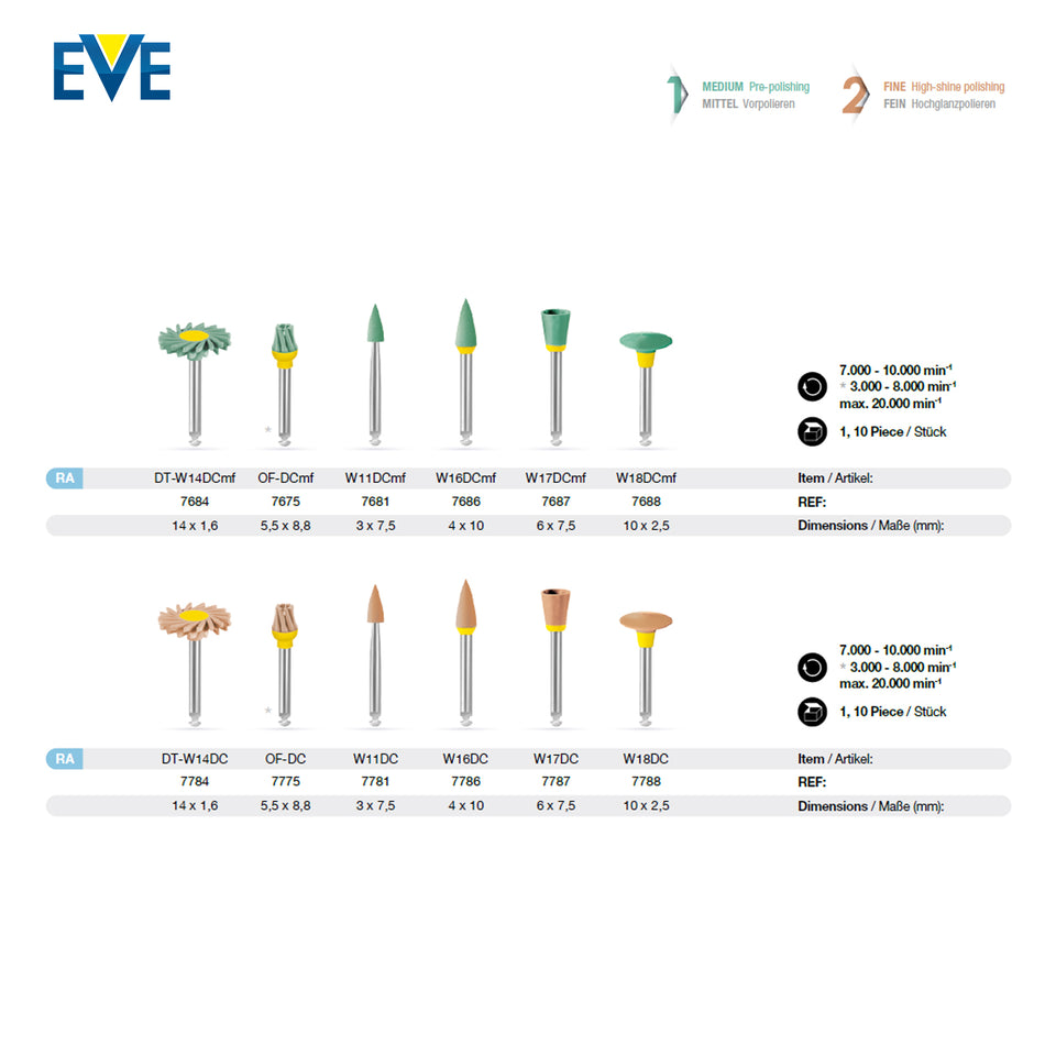 Diacera Zirconium Polishing Rubber with Diamond Content W16/17/18 - RA