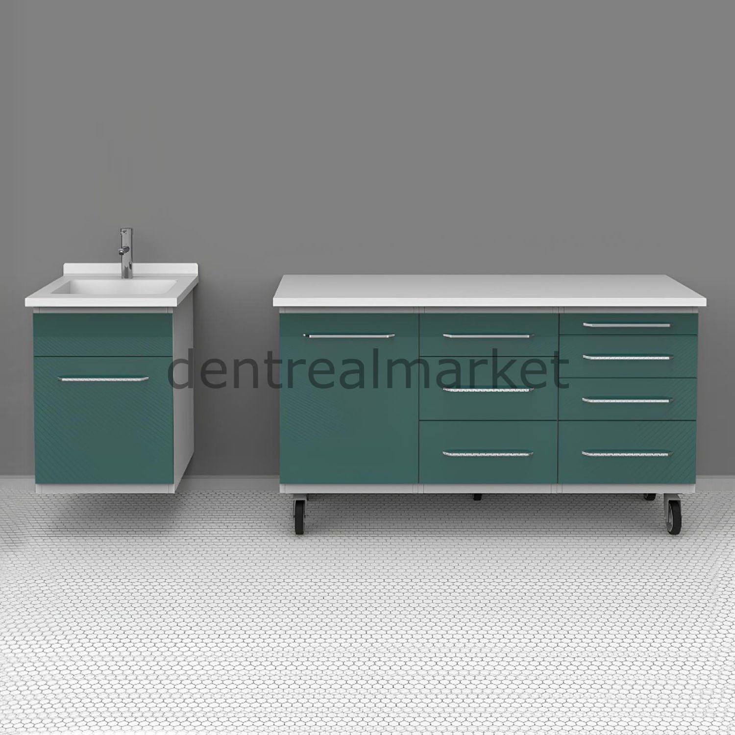 Grup Dental Wall-Mounted Split Clinic Bench - Glass Top AN07