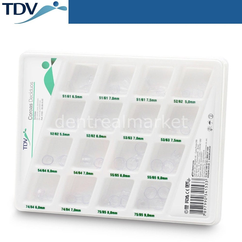 TDV Dental Transparent Strip Crown Pediatric Assortment Pack of 64