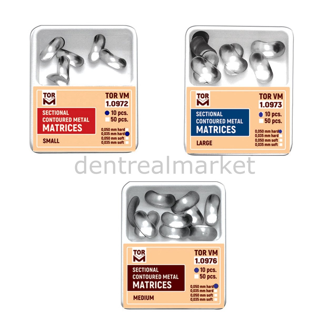 TOR VM Contoured Sectional Matrix Kidney Refill Pack of 50