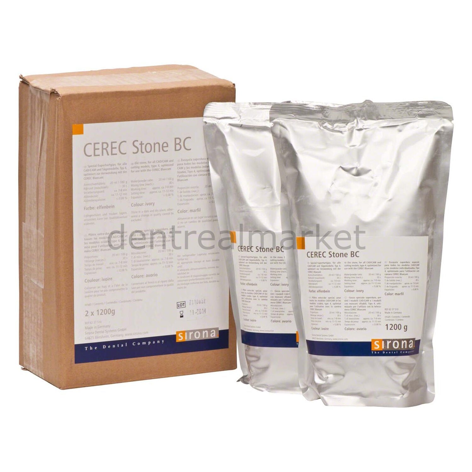 Dentsply Sirona CEREC Stone BC — Hard Die Stone 2 × 1.2 kg
