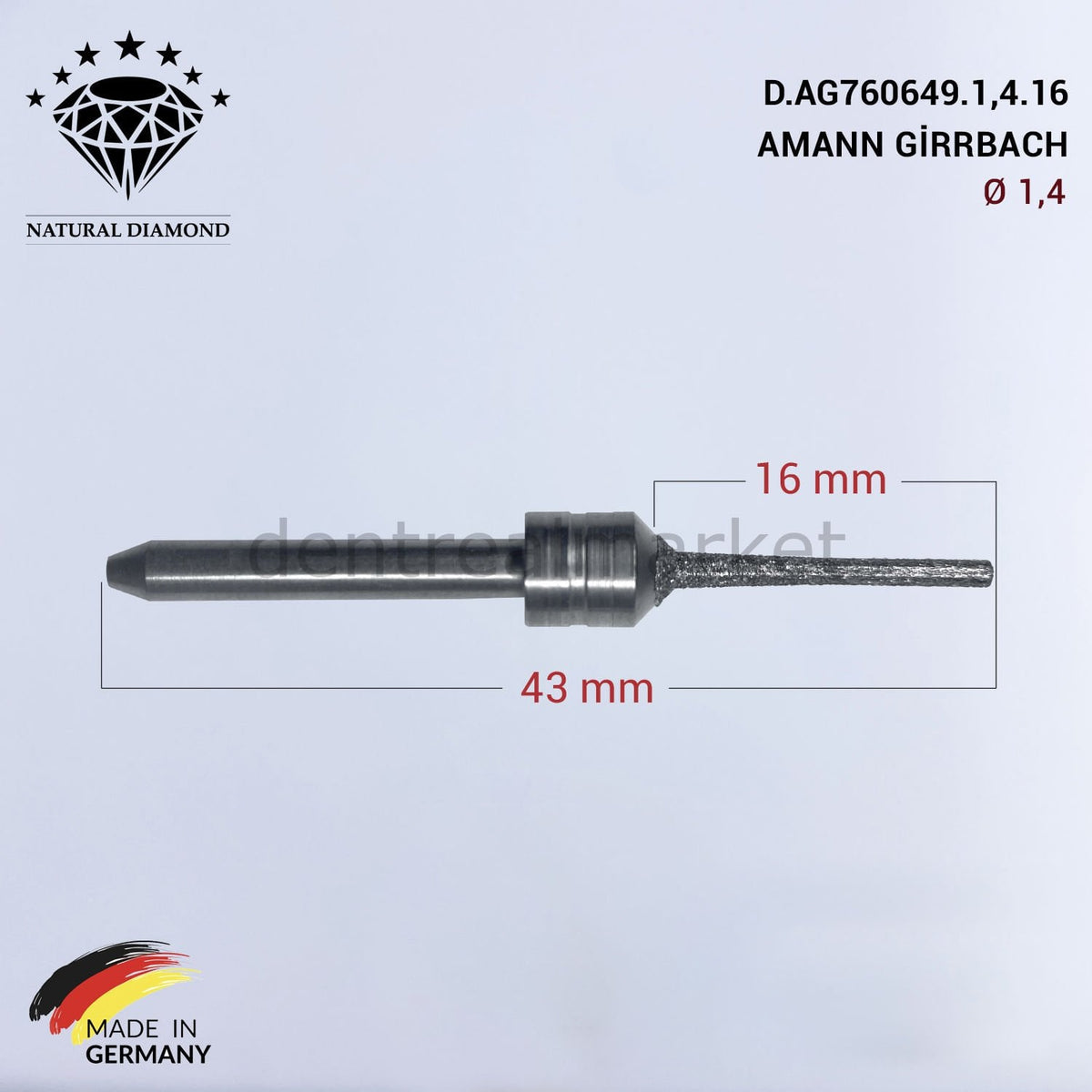 Frank Dental Amann Girrbach Diamond CAD/CAM Drill 1.4 mm