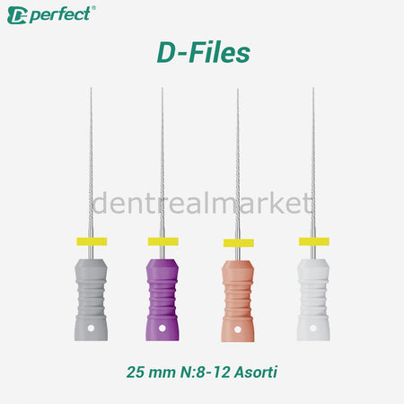Perfect D-Files Root Canal Files - 25 mm N:8-12 Assorted