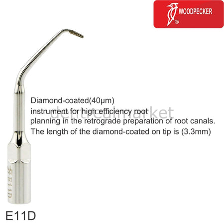 Woodpecker E11D Endodontic Scaler Tip - EMS, Mectron, Woodpecker, W&H Compatible