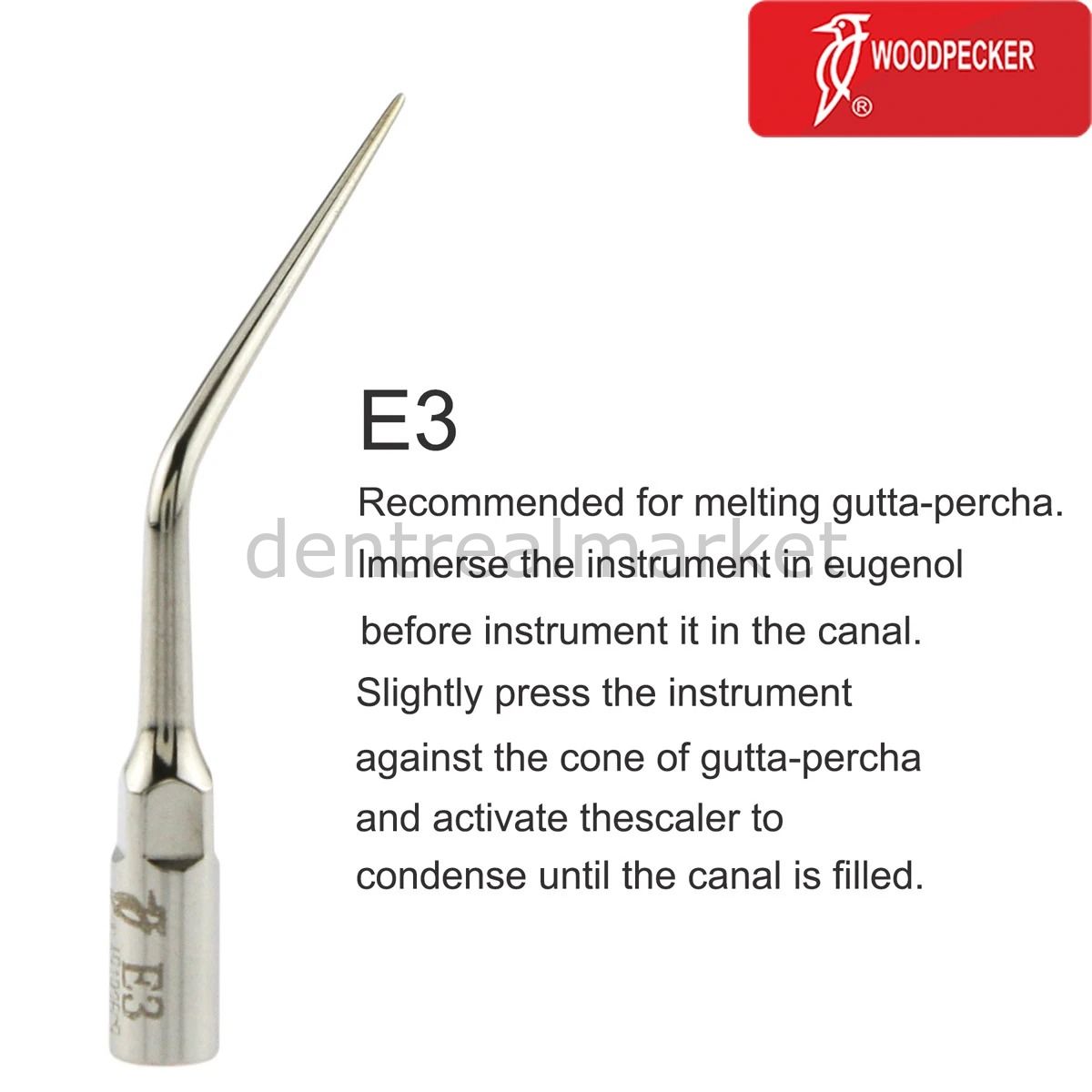 Woodpecker Scaler Endodontic Tip E3 – Compatible with EMS, Mectron, Woodpecker, and W&H