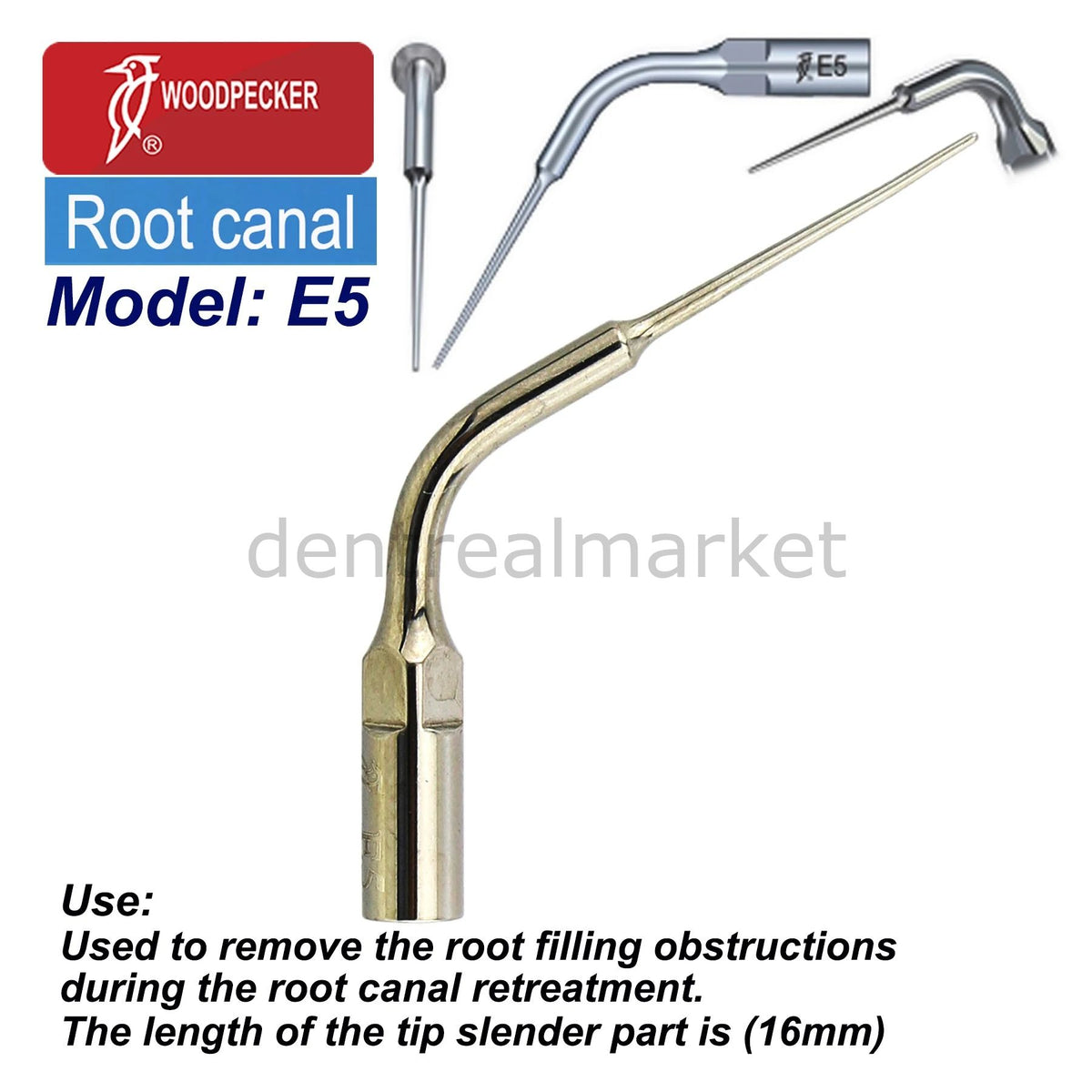Woodpecker Scaler Endodontic Tip E5 – Compatible with EMS, Mectron, Woodpecker, and W&H