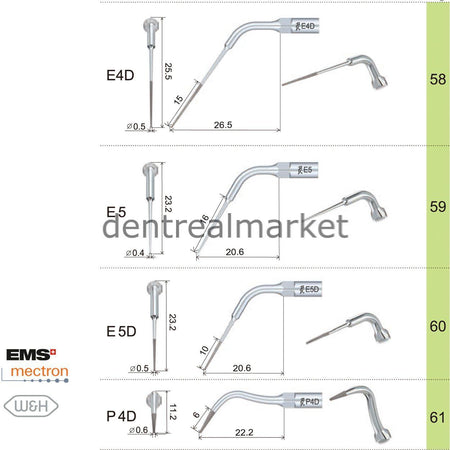 Woodpecker E11D Endodontic Scaler Tip - EMS, Mectron, Woodpecker, W&H Compatible