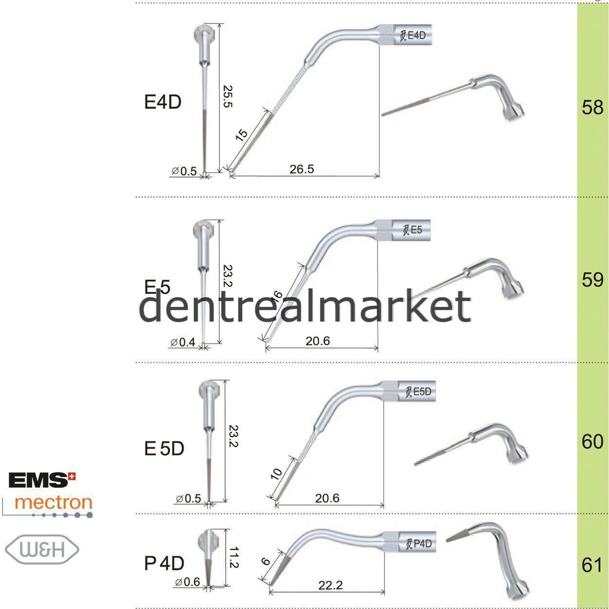 Woodpecker Scaler Endodontic Tip E2 – Compatible with EMS, Mectron, Woodpecker, and W&H