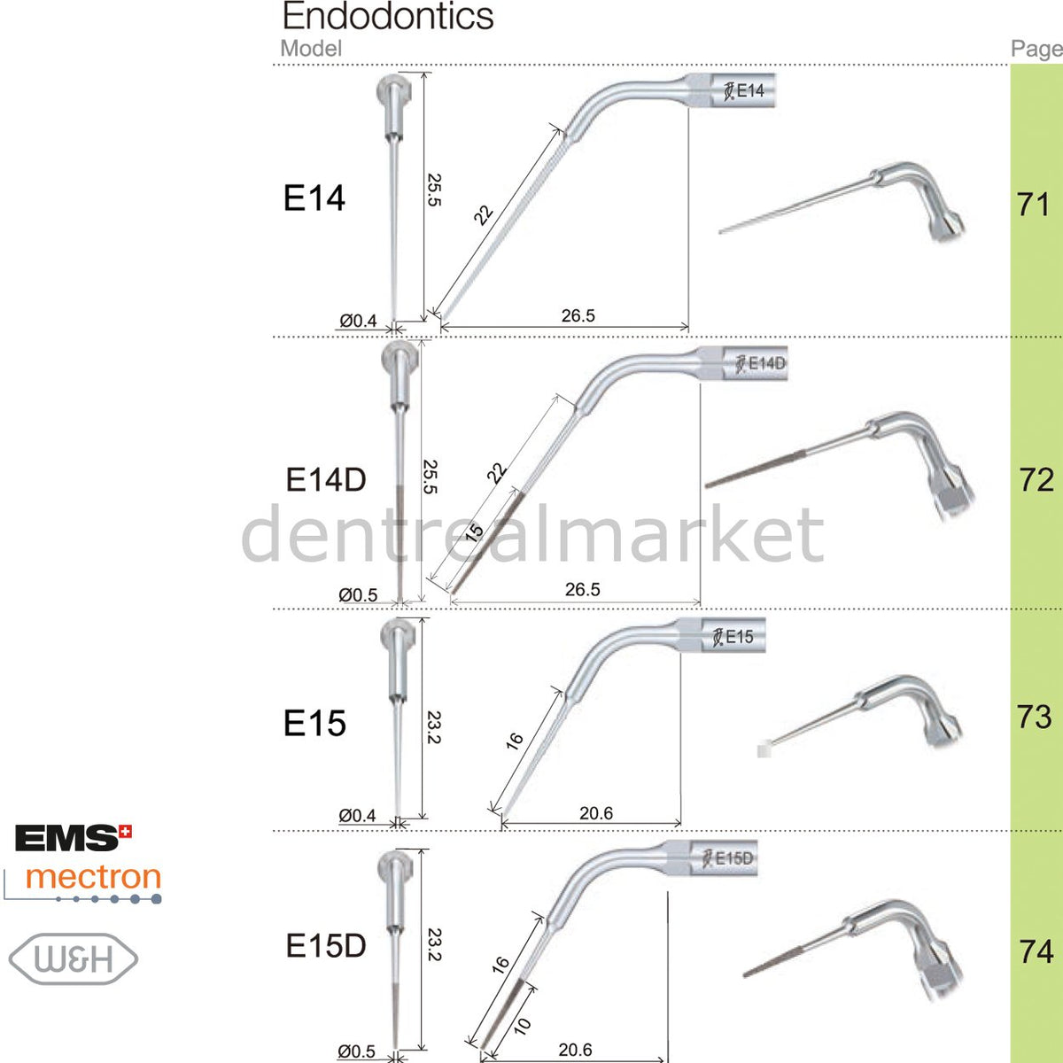 Woodpecker Endodontic Scaler Tip E1 – EMS, Mectron, Woodpecker, W&H Compatible