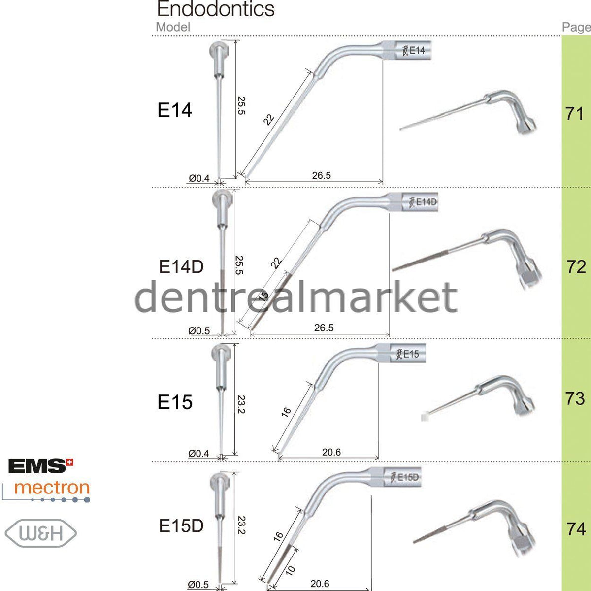Woodpecker E11D Endodontic Scaler Tip - EMS, Mectron, Woodpecker, W&H Compatible