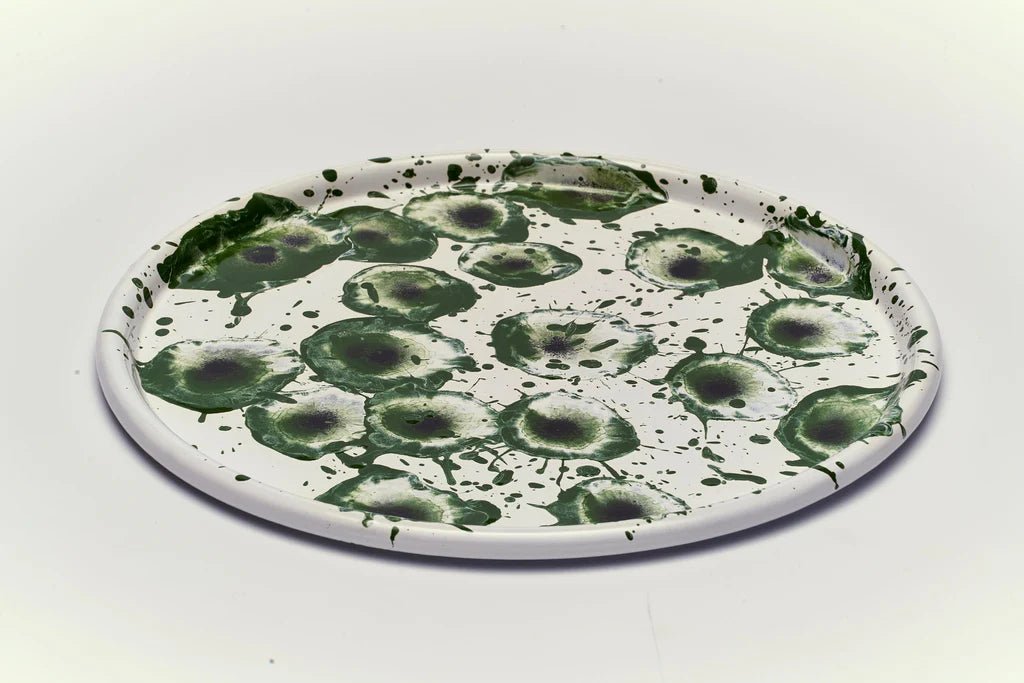 Kapka - Floral Madness Round Tray II - Enamel Vintage Look Washable Serving Tray / Kapka