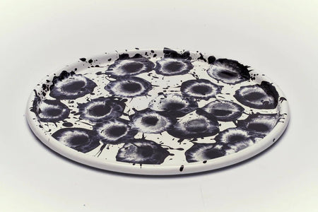 Kapka - Floral Madness Round Tray II - Enamel Vintage Look Washable Serving Tray / Kapka