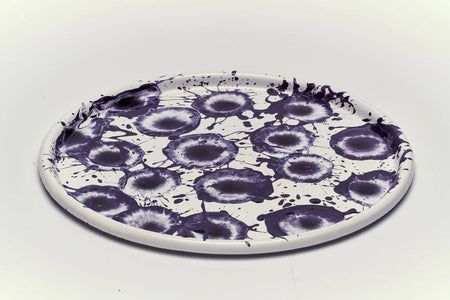 Kapka - Floral Madness Round Tray II - Enamel Vintage Look Washable Serving Tray / Kapka