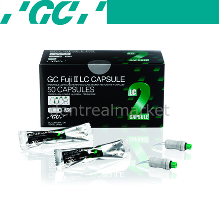 Gc Dental Fuji II LC Capsule Pack of 50 - Light-Cured Glass Ionomer Restorative A3