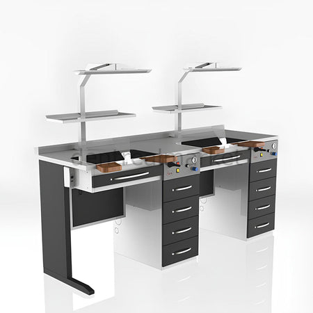 Grup Dental Two-Person Technician Bench - Dual Vacuum GPW02