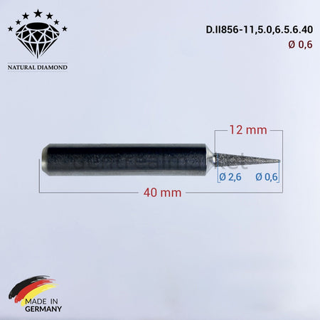 Frank Dental Imes-icore Wieland Diamond CAD/CAM Drill 0.6 mm (11.5 mm neck)