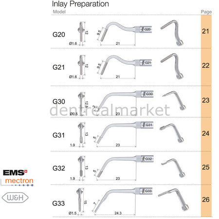 Woodpecker Inlay Preparation Tip G20 - EMS, Mectron, Woodpecker, W&H Compatible