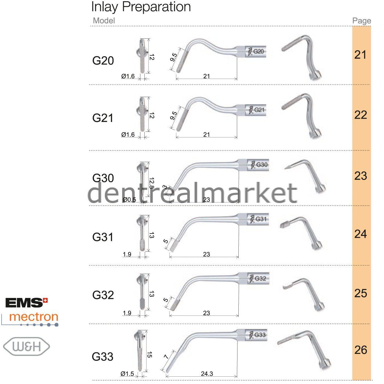 Woodpecker Inlay Preparation Tip G30 - EMS, Mectron, Woodpecker, W&H Compatible