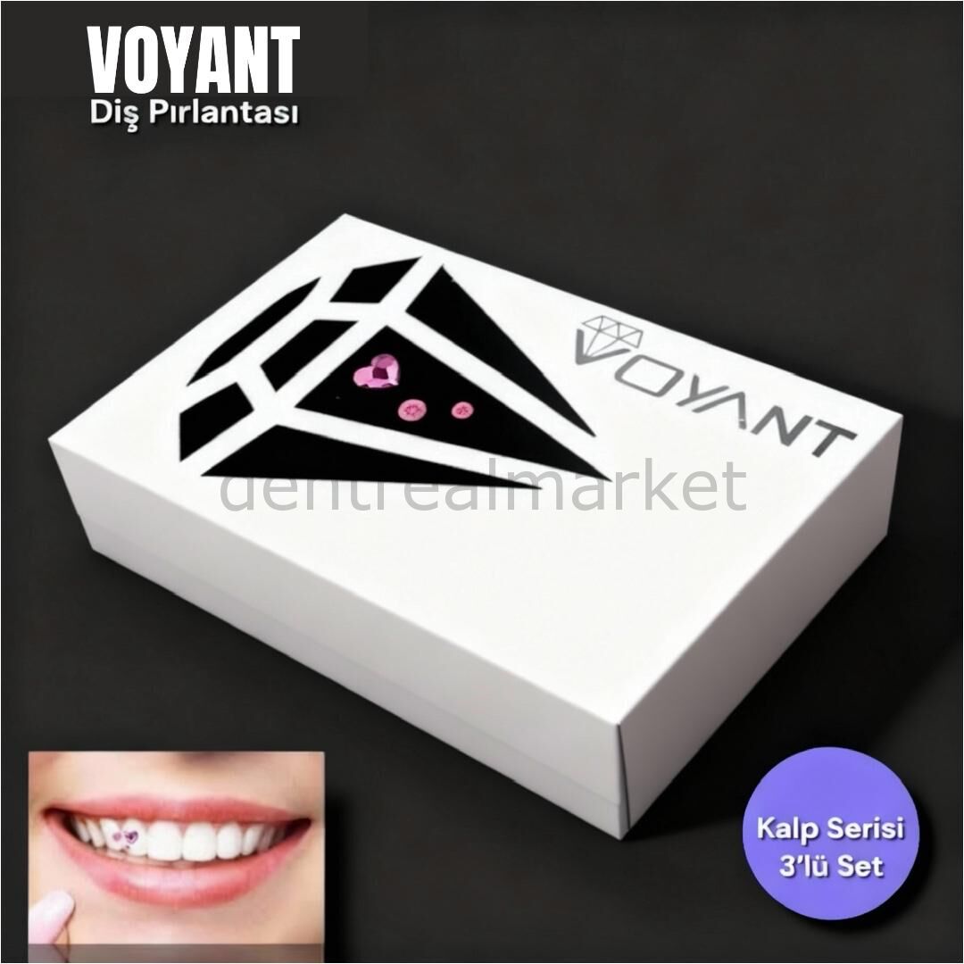Voyant Natural Crystal Tooth Gem - Heart Series 3-Pack
