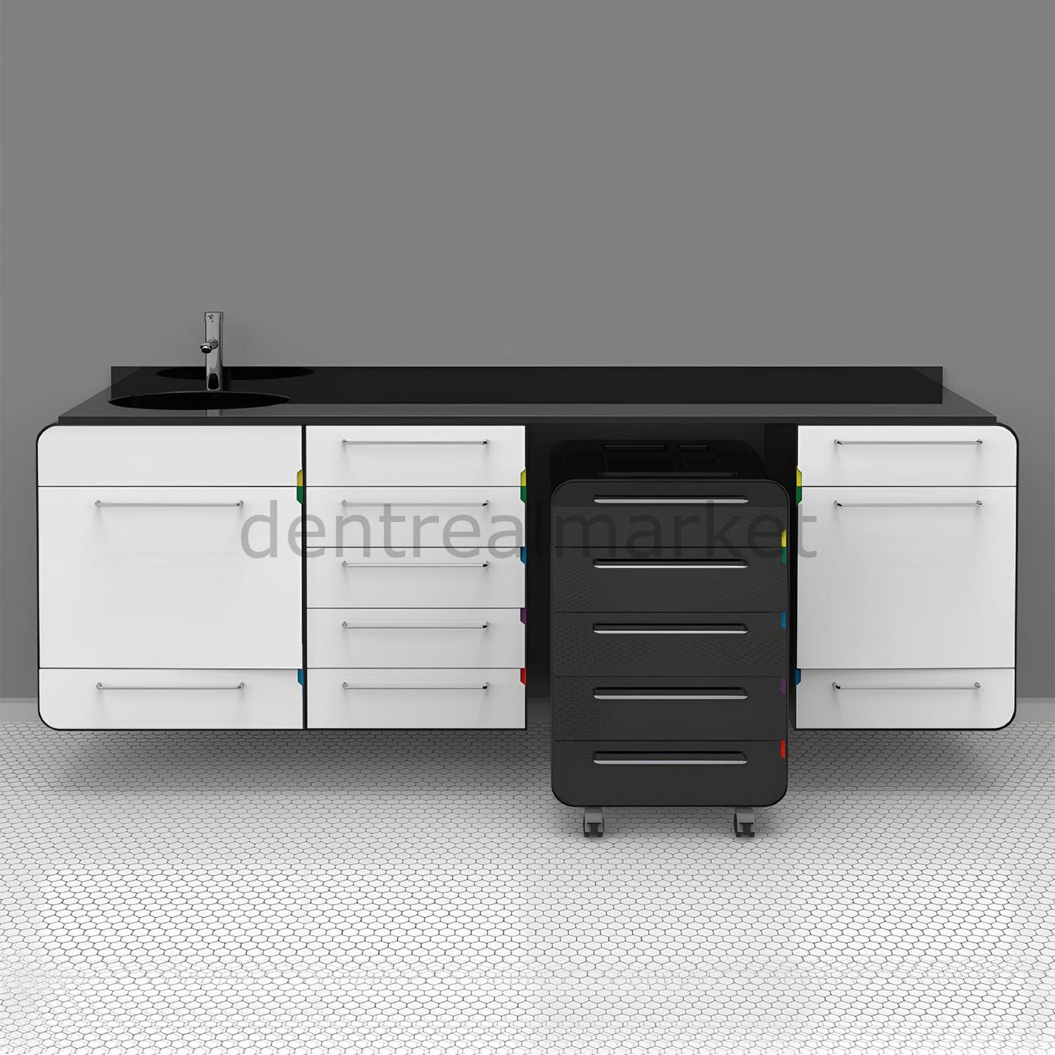 Grup Dental Wall-Mount Mobile Cabinet Clinic Workbench - Glass Top KV01
