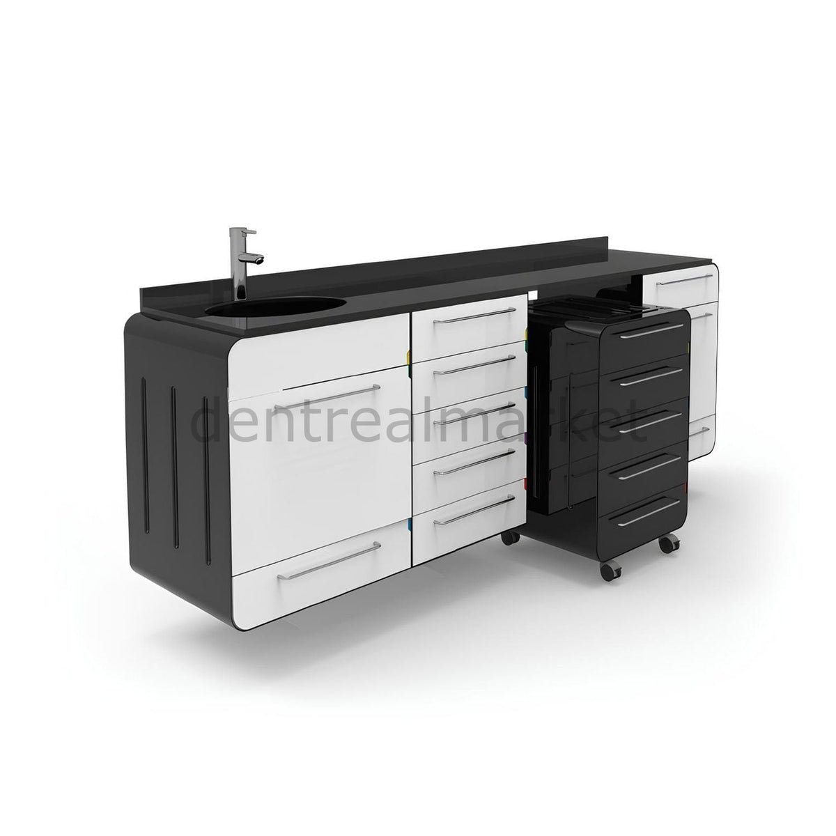 Grup Dental Wall-Mount Mobile Cabinet Clinic Workbench - Glass Top KV01