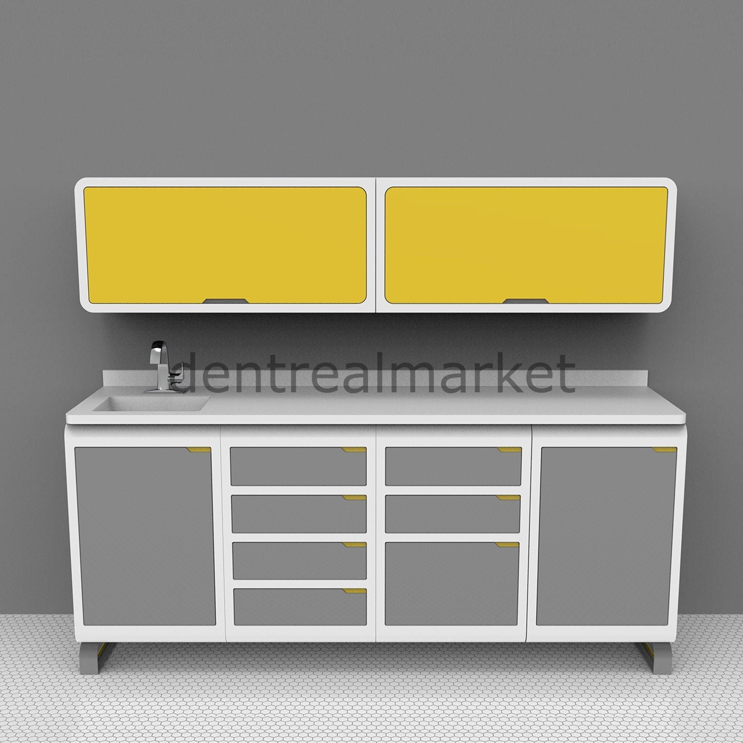Grup Dental Wall-Mount Mobile Cabinet Clinic Workbench - Glass Top SFS-SFW