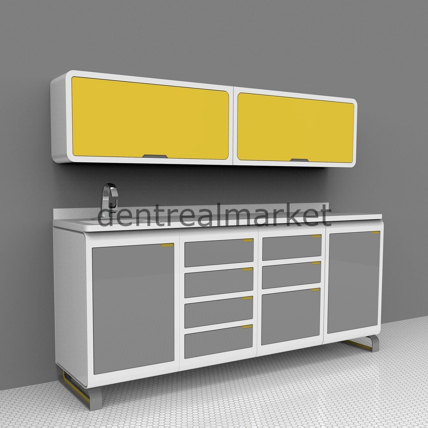 Grup Dental Wall-Mount Mobile Cabinet Clinic Workbench - Corian Top SFS-SFW