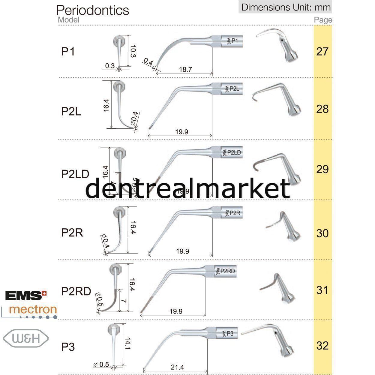 Woodpecker P2LD Periodontic Scaler Tip - EMS, Mectron, Woodpecker, W&H Compatible