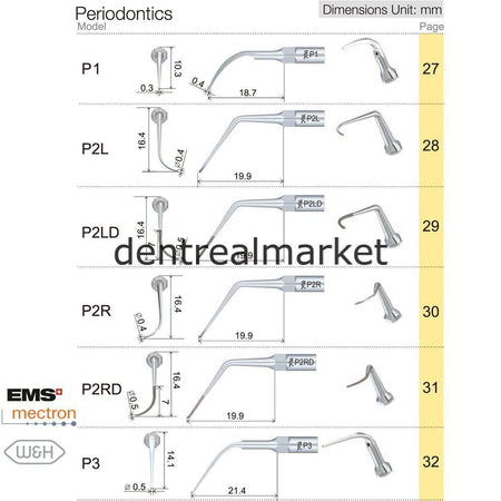 Woodpecker Periodontic Scaler Tip P20L — EMS, Mectron, Woodpecker, W&H Compatible